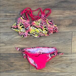 Limited Too Pink and Yellow Kids Bikini Set